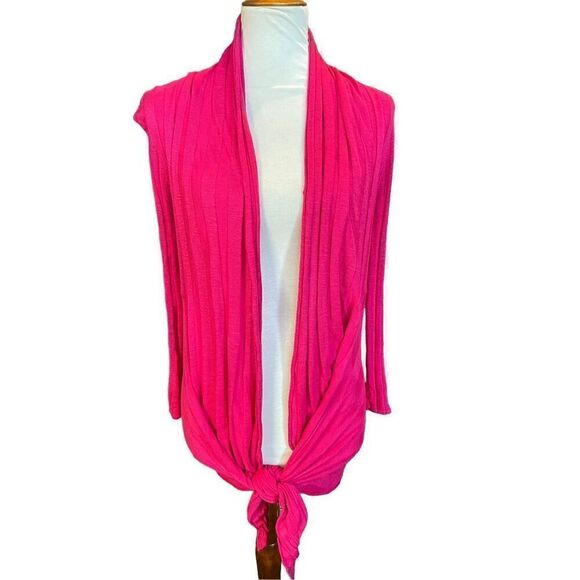 International Concepts Women's Pink Waterfall Tie Front Cardigan Medium - Picture 9 of 15